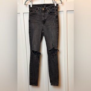 Women’s Black Super Skinny Coupe High Waist Ankle Length Jean &Denim Size 6 Rips